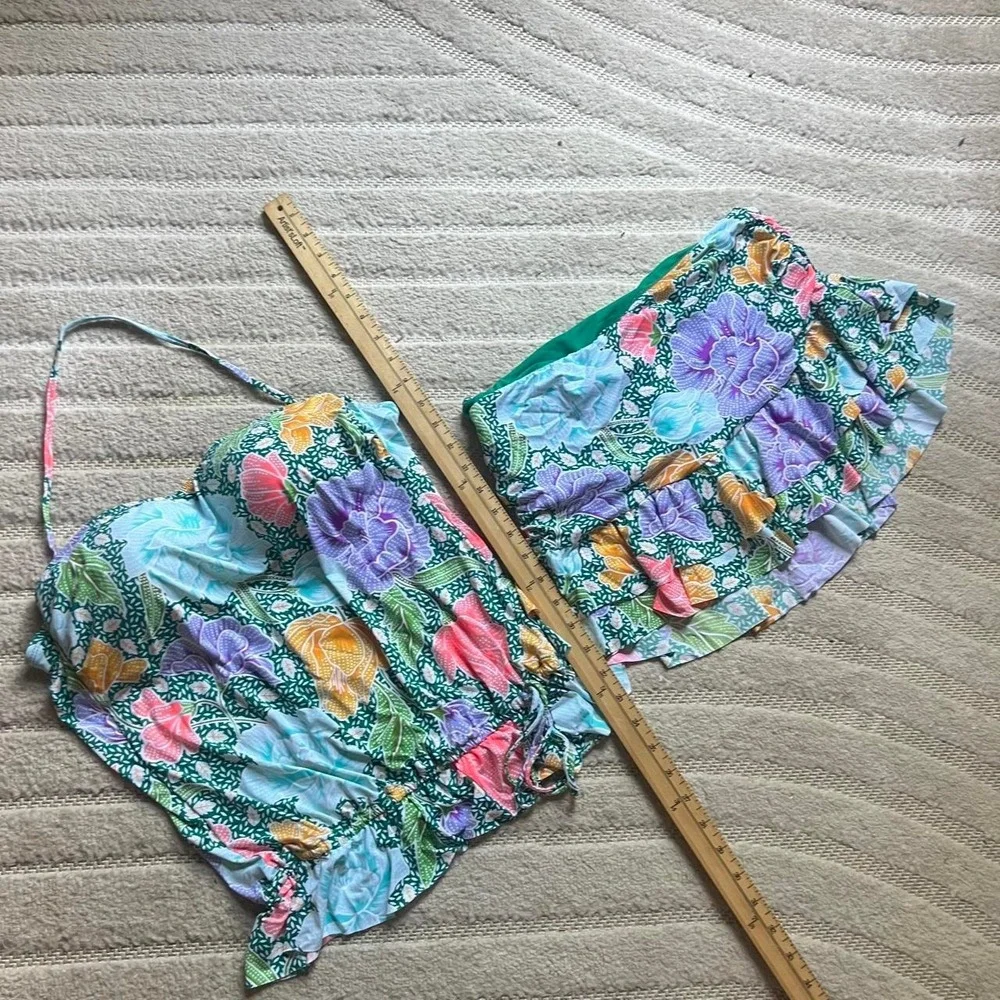 Cremieux multicolored floral print bikini set size Large Beach Tropical Swimwear